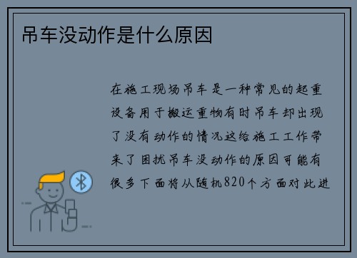 吊车没动作是什么原因