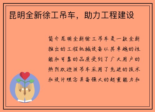 昆明全新徐工吊车，助力工程建设
