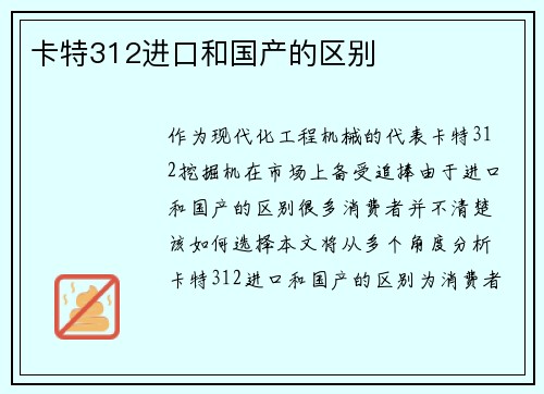 卡特312进口和国产的区别