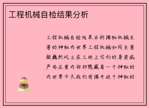 工程机械自检结果分析